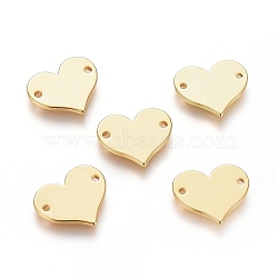 Brass Links connectors, Long-Lasting Plated, Heart, Stamping Blank Tag, Real 18K Gold Plated, 11x13x1mm, Hole: 1mm(X-KK-G389-34G)