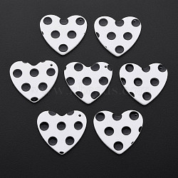 Cellulose Acetate(Resin) Pendants, Heart with Polka Dot, White, 25x28x2.5mm, Hole: 1.4mm(KY-S158-33A-01)