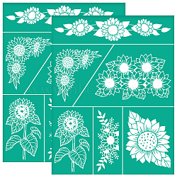 Self-Adhesive Silk Screen Printing Stencils, for Painting on Wood, DIY Decoration T-Shirt Fabric, Turquoise, SunFlower, 220x280mm(DIY-WH0531-020)