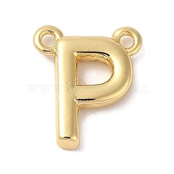 Rack Plating Brass Pendants, Long-Lasting Plated, Lead Free & Cadmium Free, Letter Charms, Real 18K Gold Plated, Letter P, 10.5x9x2mm, Hole: 1mm(KK-L216-003G-P)