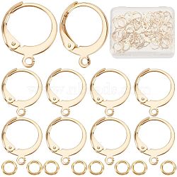 CREATCABIN 60Pcs 304 Stainless Steel Leverback Earring Findings, with Horizontal Loops, with 30Pcs Jump Rings, Real 24K Gold Plated, 14.5x12.5x2mm, Hole: 1.2mm(DIY-CN0002-54)