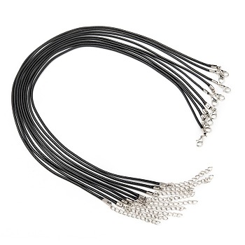 Waxed Cord Necklace Making with Iron Findings, Black, 17 inch, 2mm thick