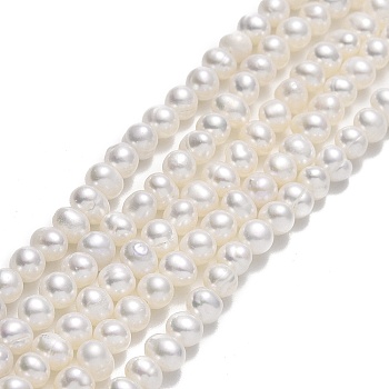 Natural Cultured Freshwater Pearl Beads Strands, Potato, Beige, 4~5x4~5.5x4.5~5mm, Hole: 0.5~0.7mm, about 76~81pcs/strand, 13.70~14.17 inch(34.8~36cm)