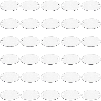 Blank Aluminium Plates, Oval with 2 Holes, Silver, 34.5x19x1mm, Hole: 3.3mm, 30pcs/box
