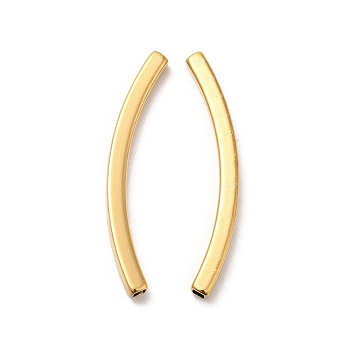 304 Stainless Steel Tube Beads, Curved Tube, Real 18K Gold Plated, 40x5x3mm, Hole: 2x2mm