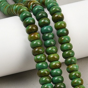 Natural Magnesite Beads Strands, Dyed & Heated, Rondelle, Smooth, Sea Green, 8x5mm, Hole: 1mm, about 82pcs/strand, 15.75''(40cm)
