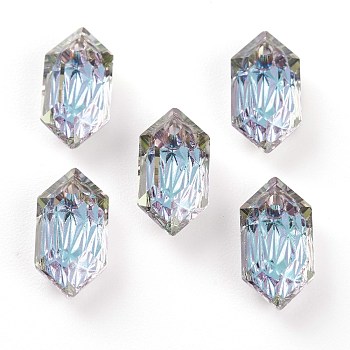 Embossed Glass Rhinestone Pendants, Bicone, Faceted, Vitrail Light, 13x6.5x4mm, Hole: 1.5mm