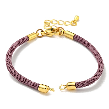 Nylon Cords Bracelet Makings Fit for Connector Charms, with Brass Findings and 304 Stainless Steel Lobster Claw Clasps, Long-Lasting Plated, Sienna, 6-1/2~6-3/4 inch(16.5~17cm), Hole: 1.8mm