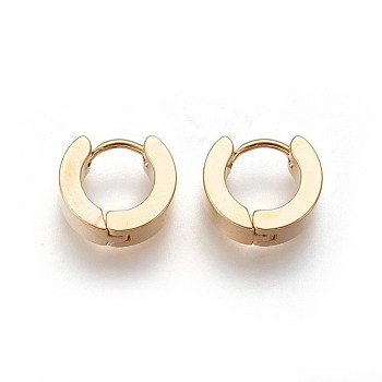 304 Stainless Steel Huggie Hoop Earrings, Hypoallergenic Earrings, Thick Hoop Earrings, Ring Shape, Golden, 10.5x11x4mm, Pin: 1mm