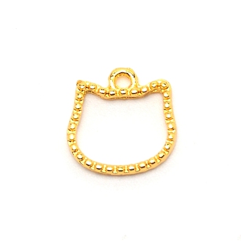 Cat Head Alloy Small Handmade Pendant, Epoxy Frame Charms, Golden, 14x13.5x2.5mm, Hole: 1mm