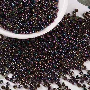 MIYUKI Round Rocailles Beads, Japanese Seed Beads, (RR454) Metallic Dark Plum Iris, 8/0, 3mm, Hole: 1mm, about 2111~2277pcs/50g