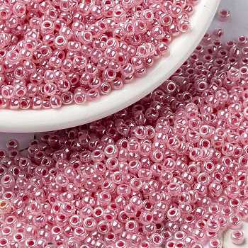 MIYUKI Round Rocailles Beads, Japanese Seed Beads, (RR535) Carnation Pink Ceylon, 8/0, 3mm, Hole: 1mm, about 2111~2277pcs/50g