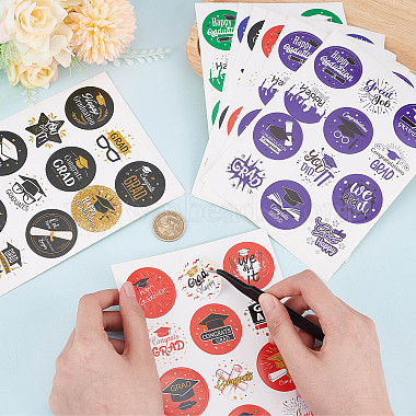 10 Sheets 5 Colors Graduation Theme Round Dot Paper Stickers(DIY-CP0007-86)-3
