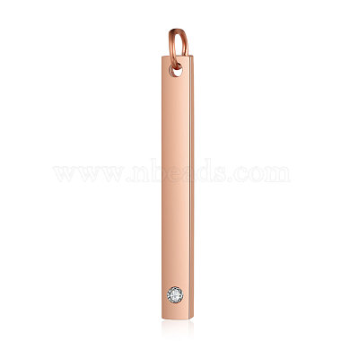 Rose Gold Rectangle Stainless Steel+Rhinestone Pendants