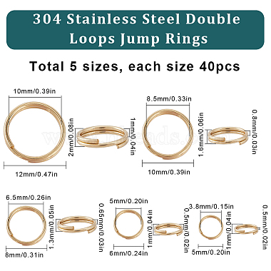 200pcs 5 Styles 304 Stainless Steel Split Rings(STAS-SC0005-97)-2