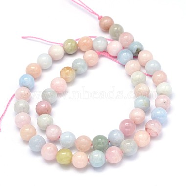 Round Natural Grade AA Morganite Beads Strands(G-F222-35-8mm)-3