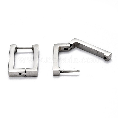 304 Stainless Steel Rectangle Huggie Hoop Earrings(STAS-J033-10B-P)-3