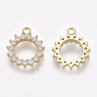 Real 18K Gold Plated Clear Sun Brass+Cubic Zirconia Charms