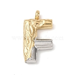 304 Stainless Steel Pendants, Letters, Ion Plating(IP), Letter F, 22x12x4.5mm, Hole: 2.5mm(STAS-Z170-01GP-F)