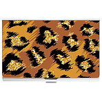 Stainless Steel Credit Card Case Holders, Business Name Card Box, Rectangle, Leopard Print Pattern, 93x58x7mm(OFST-WH0004-005)