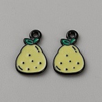 Alloy Enamel Pendants, Fruits Charms, Pear, 16x10x1mm, Hole: 1.5mm(ENAM-TAC0019-03L)