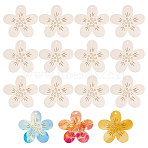 Unfinished Wood Flower Pendants, Home Christmas Party Decorations, Antique White, 165x177x2.5mm, Hole: 8mm(AJEW-WH0270-733)