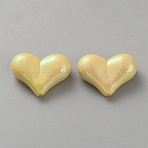 10Pcs Opaque Acrylic Beads, AB Color Plated, Heart, Lemon Chiffon, 16x22x9mm, Hole: 1.6mm, 10pcs/set(SACR-WH0008-020E)