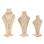 3 Bags 3 Styles Bust Shaped Wood Pendants Jewely Display Stands, Necklaces Jewelry Organizer Holder, Blanched Almond, 1 bag/style(ODIS-DC0001-10)