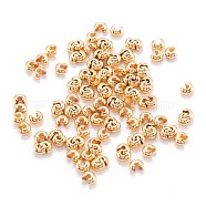 Brass Crimp Beads Covers, Real 18K Gold Plated, 4.5x5x3mm, Hole: 1.6mm(KK-F824-036B-G)