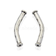 Tibetan Style Alloy Curved Tube Beads, Curved Tube Noodle Beads, Antique Silver, 32x3mm, Hole: 1mm(PALLOY-J377-40AS)
