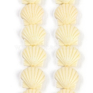 Synthetic Coral Dyed Carved Beads Strands, Shell Shape, Light Goldenrod Yellow, 13~13.5x16x7.5mm, Hole: 1mm, about 25pcs/strand, 13.39''(34cm)(CORA-K009-05B-01)