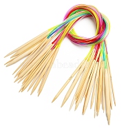 Bamboo Circular Knitting Needles Sets, with Colorful Plastic Tube, Mixed Color, 80cm, 18pcs/set(SENE-PW0003-089C)