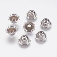 304 Stainless Steel Bead Caps, Apetalous, Stainless Steel Color, 8.5x4.5mm, Hole: 2mm(STAS-P168-05P)