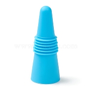 Silicone Wine Bottle Stoppers, with Stainless Steel Findings inside, Cone, Deep Sky Blue, 64x25mm(FIND-B001-01C)
