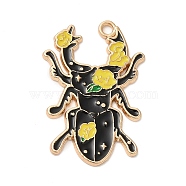 Alloy Enamel Pendants, Light Gold, Beetle Charm, Gold, 31x21x1.5mm, Hole: 1.8mm(ENAM-C015-01D-KCG)