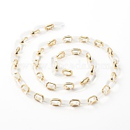 Handmade CCB Plastic Cable Chains, with Transparent Acrylic Linking Rings, Clear, Golden, 28x17x5mm, 19x12x4.5mm, 39.37 inch(1m)/strand(AJEW-JB00960-01)
