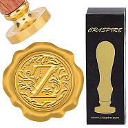 Brass Wax Seal Stamps with Rosewood Handle, for DIY Scrapbooking, Letter Z, 25mm(AJEW-WH0412-0259)