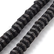 Natural Lava Rock Beads Strands, Frosted Hexagon, 4.5x7x8mm, Hole: 1mm, about 94pcs/strand, 16.14 inch(41cm)(G-H303-C19)