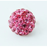 Polymer Clay Rhinestone Beads, Pave Disco Ball Beads, Grade A, Round, Rose, 8mm, Hole: 2mm(RB-H284-8MM-209-A)