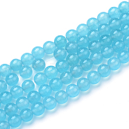 Natural White Jade Bead Strands, Dyed, Round, Light Sky Blue, 6mm, Hole: 1mm, about 66pcs/strand, 15.7 inch(G-S211-6mm-XL10)