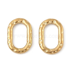 304 Stainless Steel Linking Rings, PVD Vacuum Plating, Textured Oval Shape, Real 18K Gold Plated, 13x9x2mm, Inner Diameter: 9.5x5mm(STAS-P380-52G)