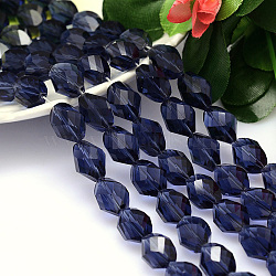 K9 Glass, Faceted Polyhedron Imitation Austrian Crystal Bead Strands, Grade AAA, Midnight Blue, 13x10mm, Hole: 0.9~1mm, about 30pcs/strand, 15.7 inch(G-M190-13x10mm-20A)