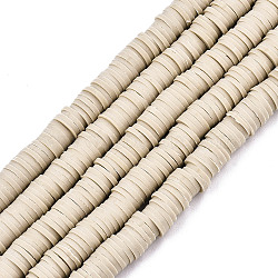 Handmade Polymer Clay Beads Strands, for DIY Jewelry Crafts Supplies, Heishi Beads, Disc/Flat Round, Tan, 6x0.5~1mm, Hole: 1.8mm, about 290~320pcs/strand, 15.75 inch~16.14 inch(40~41cm)(CLAY-R089-6mm-115)