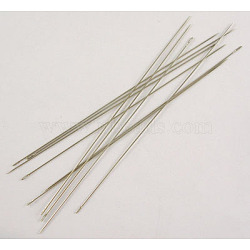 Iron Sewing Needles, Darning Needles, Silver Color Plated,  0.45mm thick, 80mm long, hole: 0.3mm, about 30~35pcs/bag(X-E251)