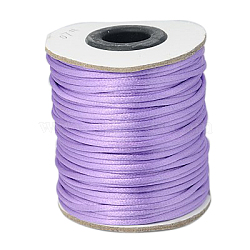 Nylon Cord, Satin Rattail Cord, for Beading Jewelry Making, Chinese Knotting, Lilac, 2mm, about 50yards/roll(150 feet/roll)(NWIR-A003-07)
