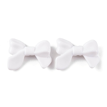 Opaque Acrylic Beads, Bowknot, White, 24x31.5x7.5mm, Hole: 2mm, about 250pcs/500g