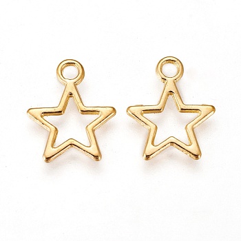 Tibetan Style Alloy Charms, Star, Golden, Lead Free & Cadmium Free, 14.5x12x1mm, Hole:2mm