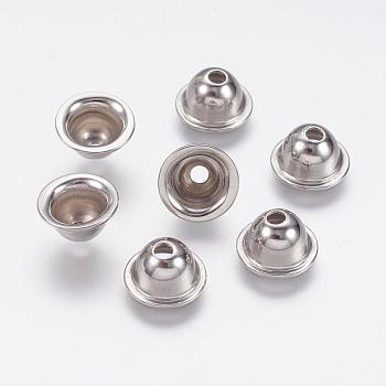 304 Stainless Steel Bead Caps, Apetalous, Stainless Steel Color, 8.5x4.5mm, Hole: 2mm