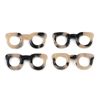 Plastic Pendants, Glasses Shape, Wheat, 11x27x2.5mm, Hole: 1.4mm