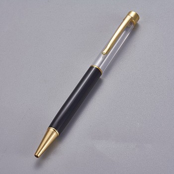 Creative Empty Tube Ballpoint Pens, with Black Ink Pen Refill Inside, for DIY Glitter Epoxy Resin Crystal Ballpoint Pen Herbarium Pen Making, Golden, Black, 140x10mm